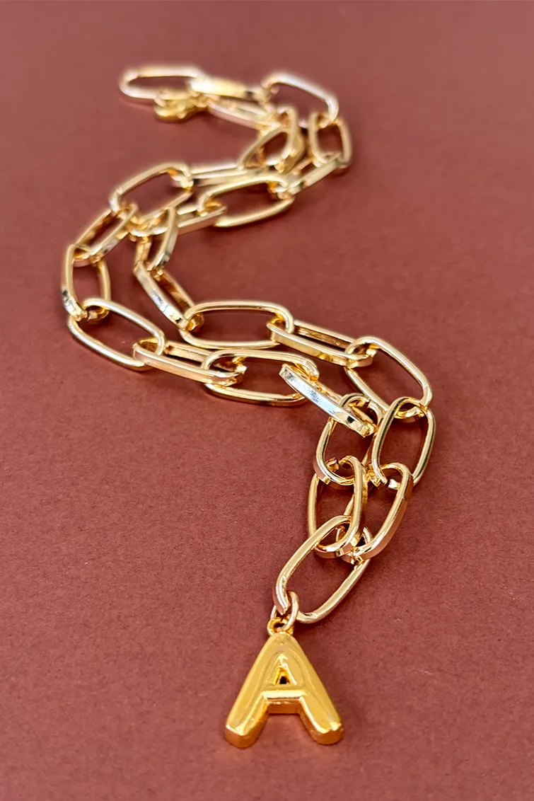 Bubble Initial - Gold Letter — Gold Necklace Chain product view 1