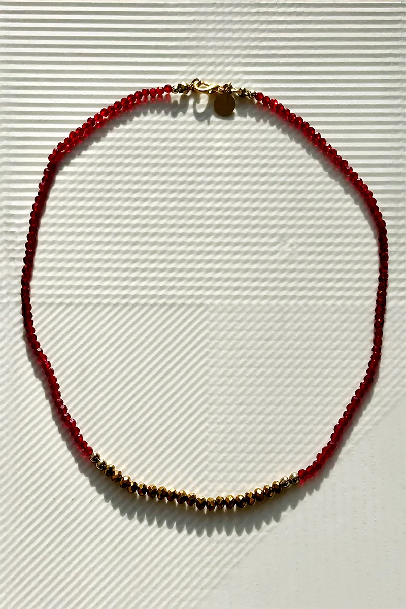 Pl X Ri - Red Shimmer — Beaded Necklace product view 1