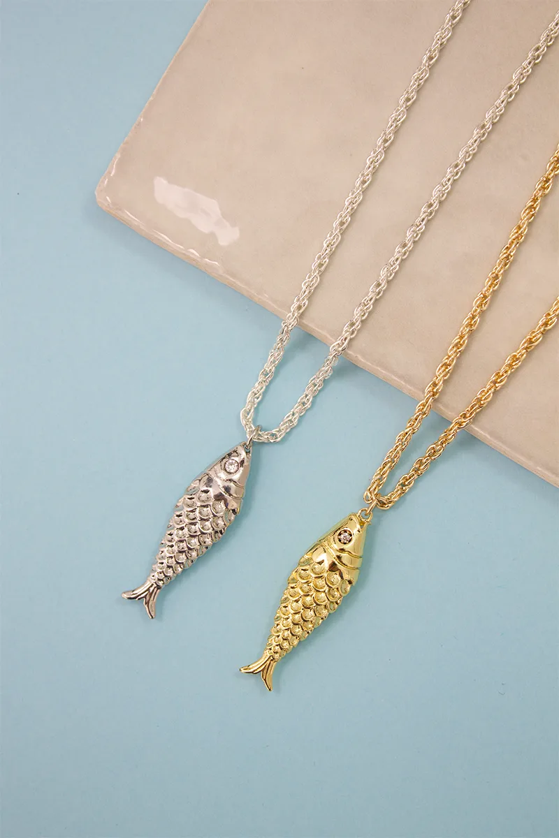 Fishy Necklace — Silver Chain Necklace product view 2