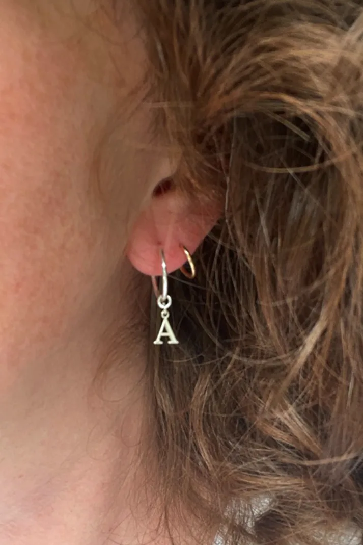 Say My Name Hoop - Silver — Gold earrings product view 1