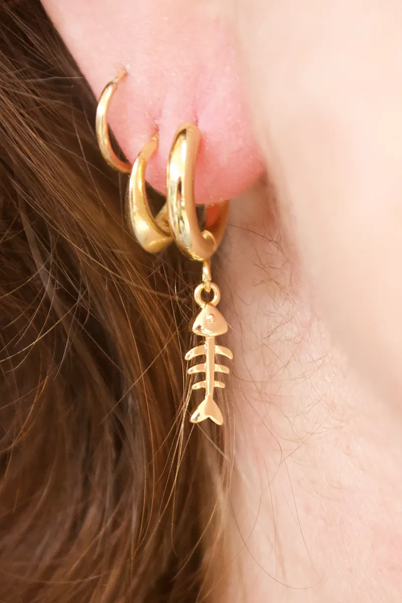 Fish Out Of Water — Gold hoop earrings product view 2