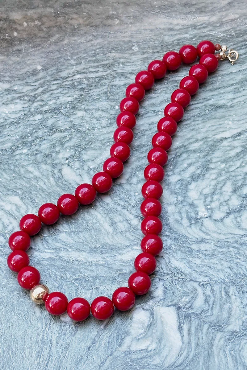 Harper - Red — Beaded Necklace product view 2