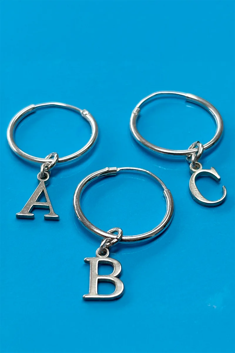 Say My Name Hoop - Silver — Gold earrings product view 2