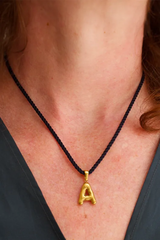 Initial On A String - Navy — Cord Necklace product view 2