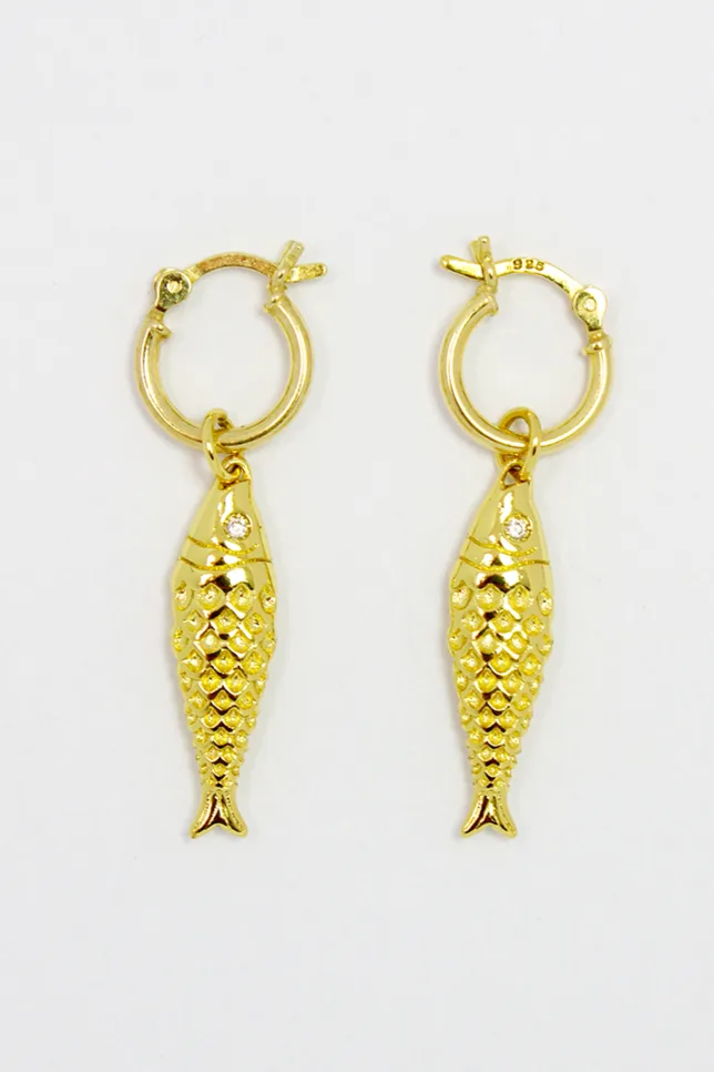 Mini Fishy — Gold hoop earrings product view 2